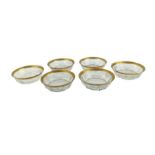 A set of six Moser faceted glass bowls with decora