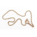 A rose gold chain, formed of elongated links, with