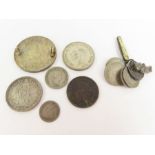 A small quantity of coins including Victoria doubl