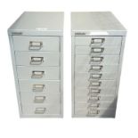 Two Bisley grey metal filing cabinets, 59.5cms hig