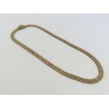A 9ct gold brick link necklace, with fancy clasp,