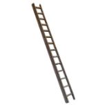 An extending wood ladder