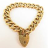 A 9ct gold heavy filed curb link bracelet, with he