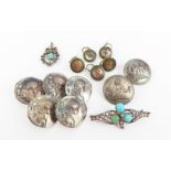 A set of five silver Art Nouveau buttons, Birmingh