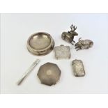 A Victorian silver vesta case, along with an unmar