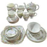 A Foley Ming Rose pattern extensive tea set