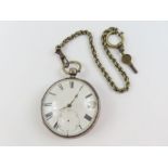 A Victorian silver open faced pocket watch, London