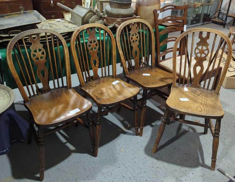 A mahogany ladder back chair with drop in seat tog