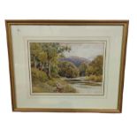 ALFRED POWELL (exh 1880 - 1913) - River scene with