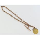 A 9ct gold fancy link double Albert chain, 38cm lo