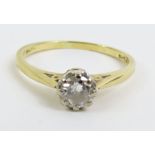 An 18ct gold diamond solitaire ring, the single ro