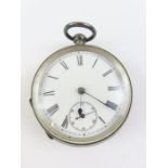 A continental open faced pocket watch, stamped ‘93