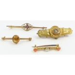 Four Victorian/Edwardian brooches, to include a 9c