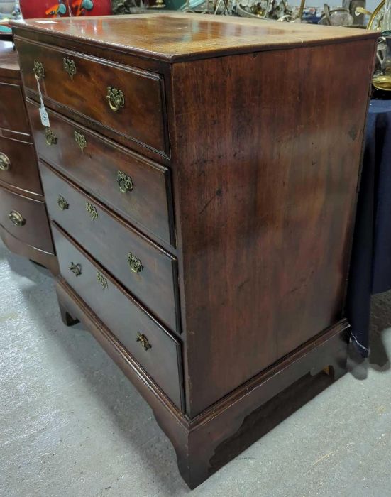 A George III mahogany chest of four long drawers o - Image 3 of 4