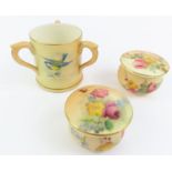 A miniature Royal Worcester tyg in blush apricot a