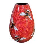 A Poole pottery studio vase with bumble bee decora