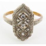 An early 20th century diamond plaque ring, the loz