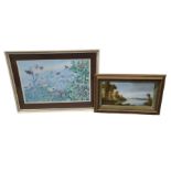 CHARLES BRANWHITE (Bristol) painting on porcelain plaque of a river scene wi