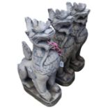 Three Chinese Dogs of Fo garden ornaments, 63cm hi