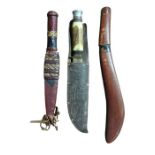 A hunting knife with broad blade marked "William R