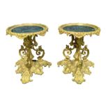 A pair of Victorian decorative gilt brass and cast