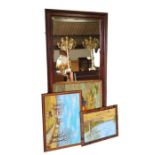 A large rectangular wood framed wall mirror, 151cm