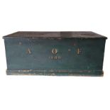 A mid 19th Century painted pine chest with contemp