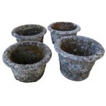 Three large stone effect planters with woven baske