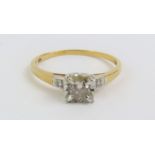 A single stone diamond ring, finger size O 1/2, ma