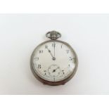 A silver cased open face pocket watch, the white e