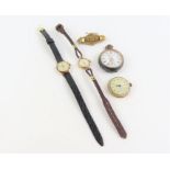 A ladies 9ct gold Accurist watch case on strap, a