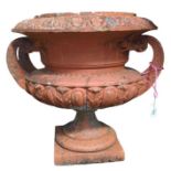 A terracotta garden urn planter, 72cm high