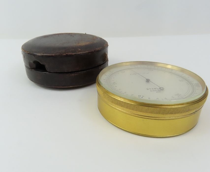 A Stanley pocket barometer, in original brown shag - Image 4 of 4