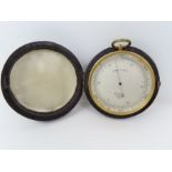 A Stanley pocket barometer, in original brown shag