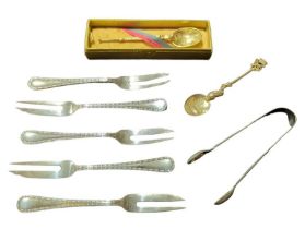 A collection of mixed silver flatware, various dat