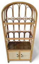 A contemporary bamboo framed etagere, with tinted