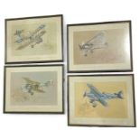 Four framed and glazed aviation prints