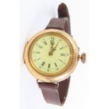 A continental gold cased watch, marked '585', the
