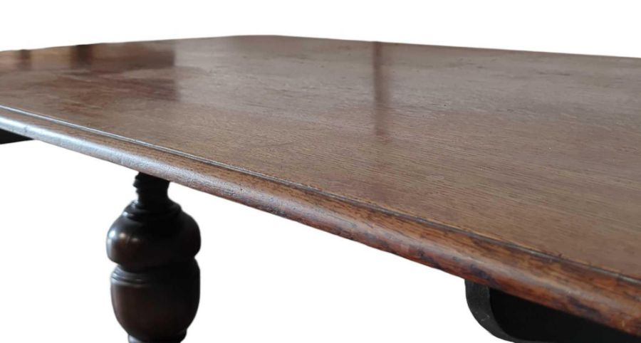 1930s oak refectory dining table, with central cr - Image 2 of 3