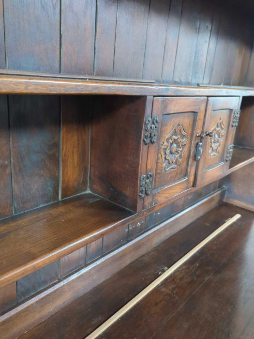 An Ercol/Old Charm elm dresser, with cupboards and - Image 4 of 6