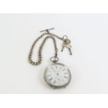 A Kay's silver open faced pocket watch, the white