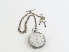 A Kay's silver open faced pocket watch, the white