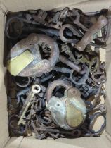 A collection of antique keys and locks