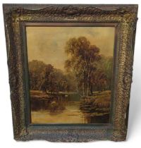 Charles L. Shaw: River landscape with swans in for