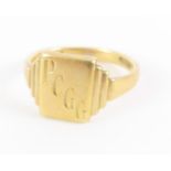 A 9ct gold signet ring, the rectangular head with