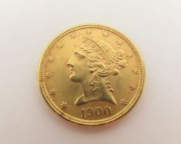 A 1900 US five dollar gold coin, 8.4g gross