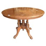 A Victorian oval inlaid walnut occasional table, 6