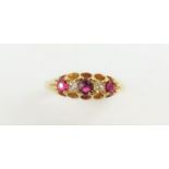 A Victorian ruby and diamond five stone ring, fing