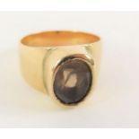 A chunky smoky quartz dress ring, the mount marked