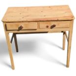 Stripped pine side table, with two drawers, 81.5cm